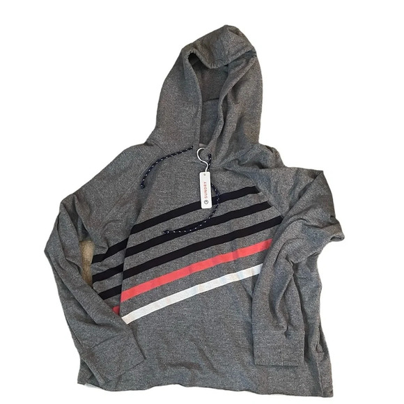 Sundry Diagonal Stripe Hoodie- Heather Grey Size Large - Picture 6 of 10